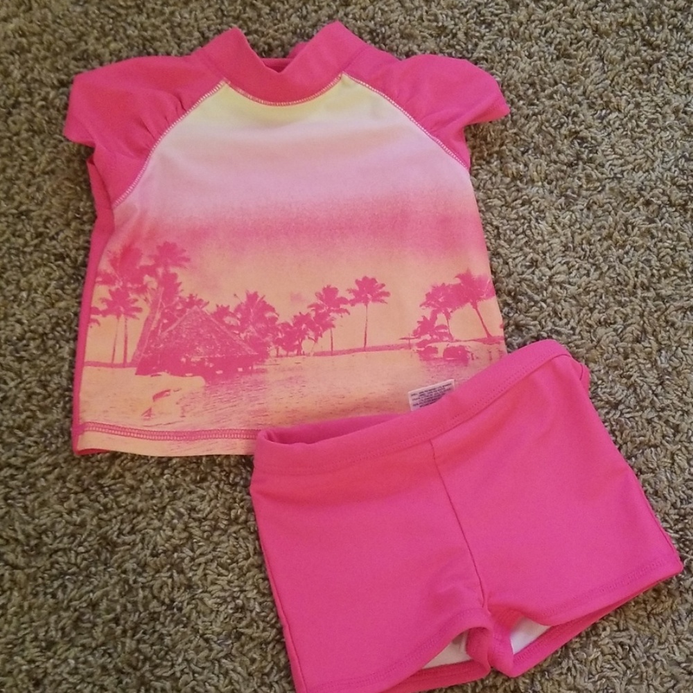 2pc Pink Swimsuit 18months EUC